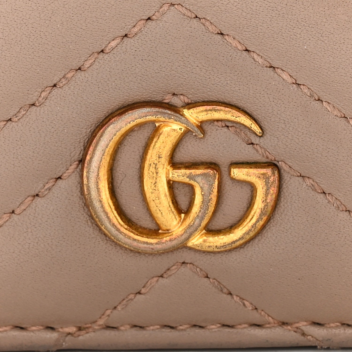 Gucci Calfskin Matelasse GG Marmont Card Case Wallet Porcelain Rose 8 of 9