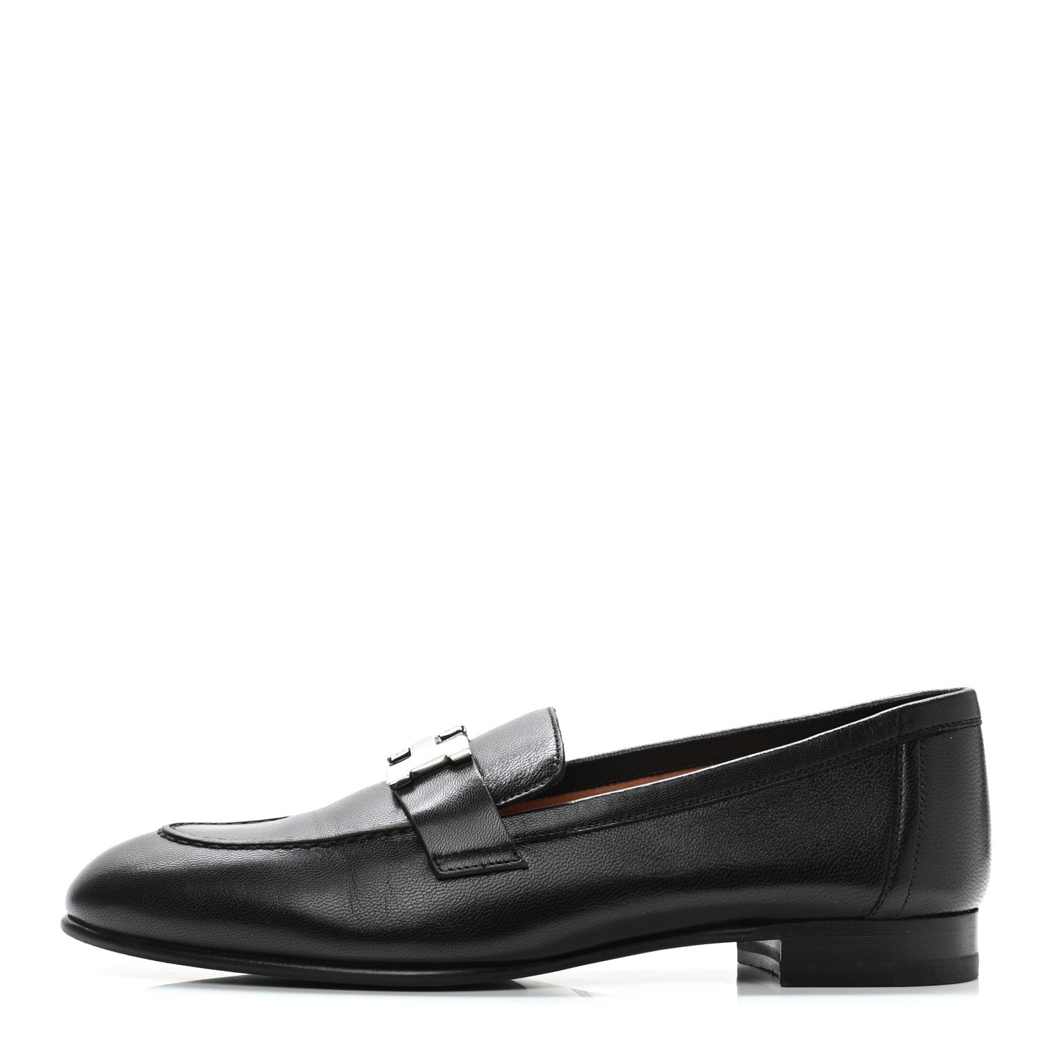 Hermes Goatskin Womens Paris Loafers 36.5 Black 1 of 9