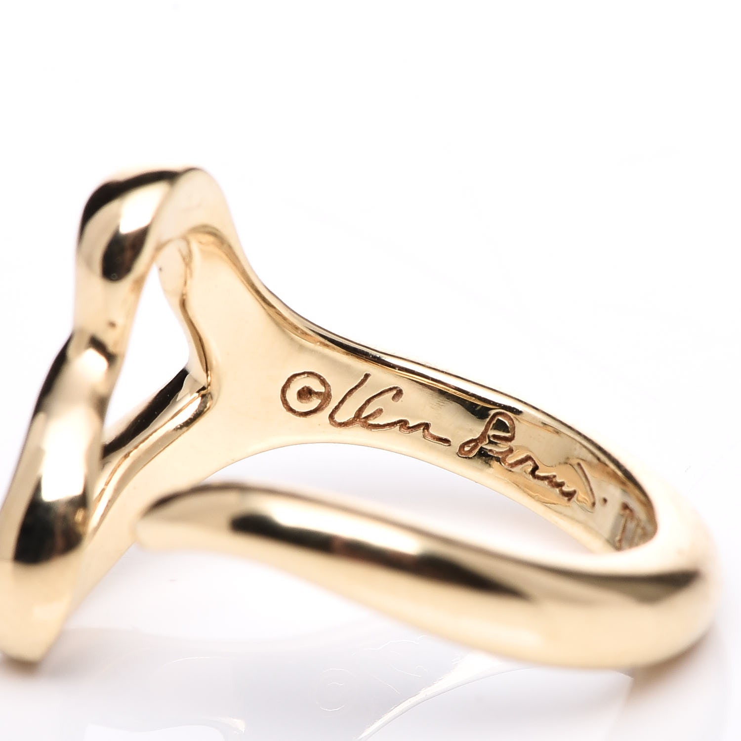 Tiffany 18K Yellow Gold Small Elsa Peretti Open Heart Ring 51 5.75 5 of 8