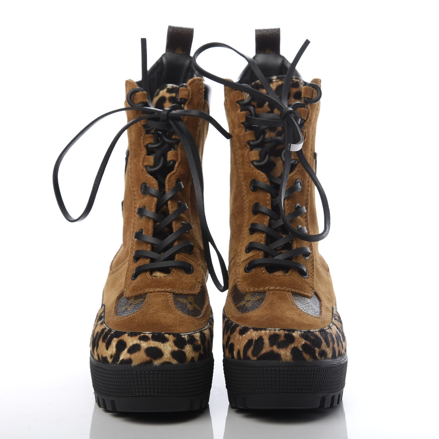 Suede Calfskin Monogram Laureate Platform Desert Boots 36 Cognac