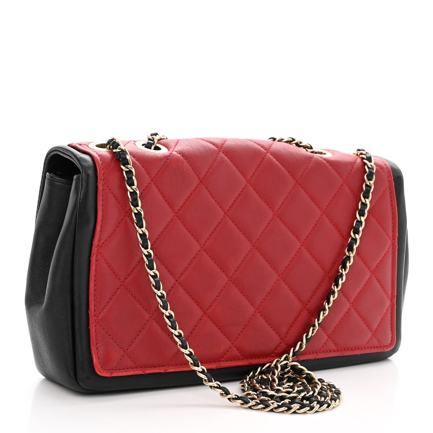 Chanel Calfskin Quilted Medium Graphic Flap Red Black 3 of 11