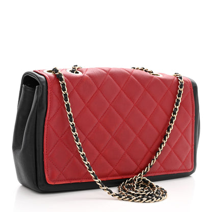 Chanel Calfskin Quilted Medium Graphic Flap Red Black 3 of 11