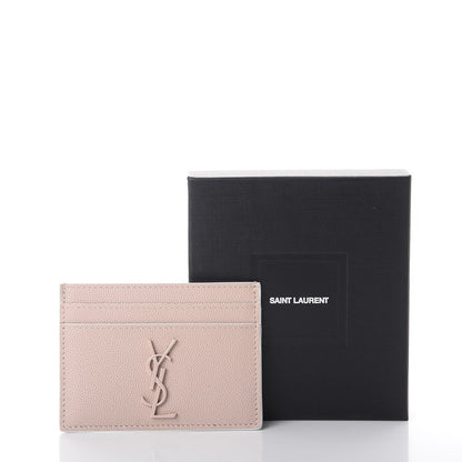 Saint Laurent Grain De Poudre Monogram Credit Card Case Rose 8 of 8