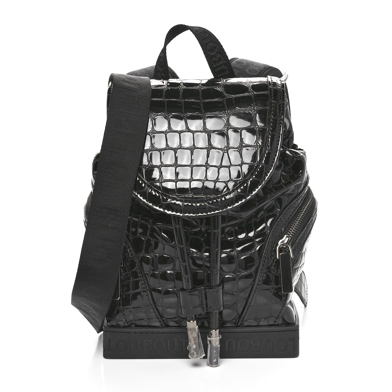 Christian Louboutin Calfskin Alligator Embossed Small Explorafunk Backpack Black 1 of 12