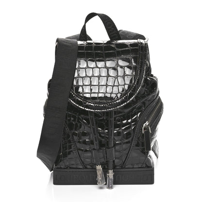 Christian Louboutin Calfskin Alligator Embossed Small Explorafunk Backpack Black 1 of 12
