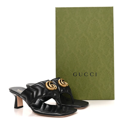 Gucci Nappa Charlotte Double G Marmont Thong Pumps 35 Black 35 Mystic White 10 of 10