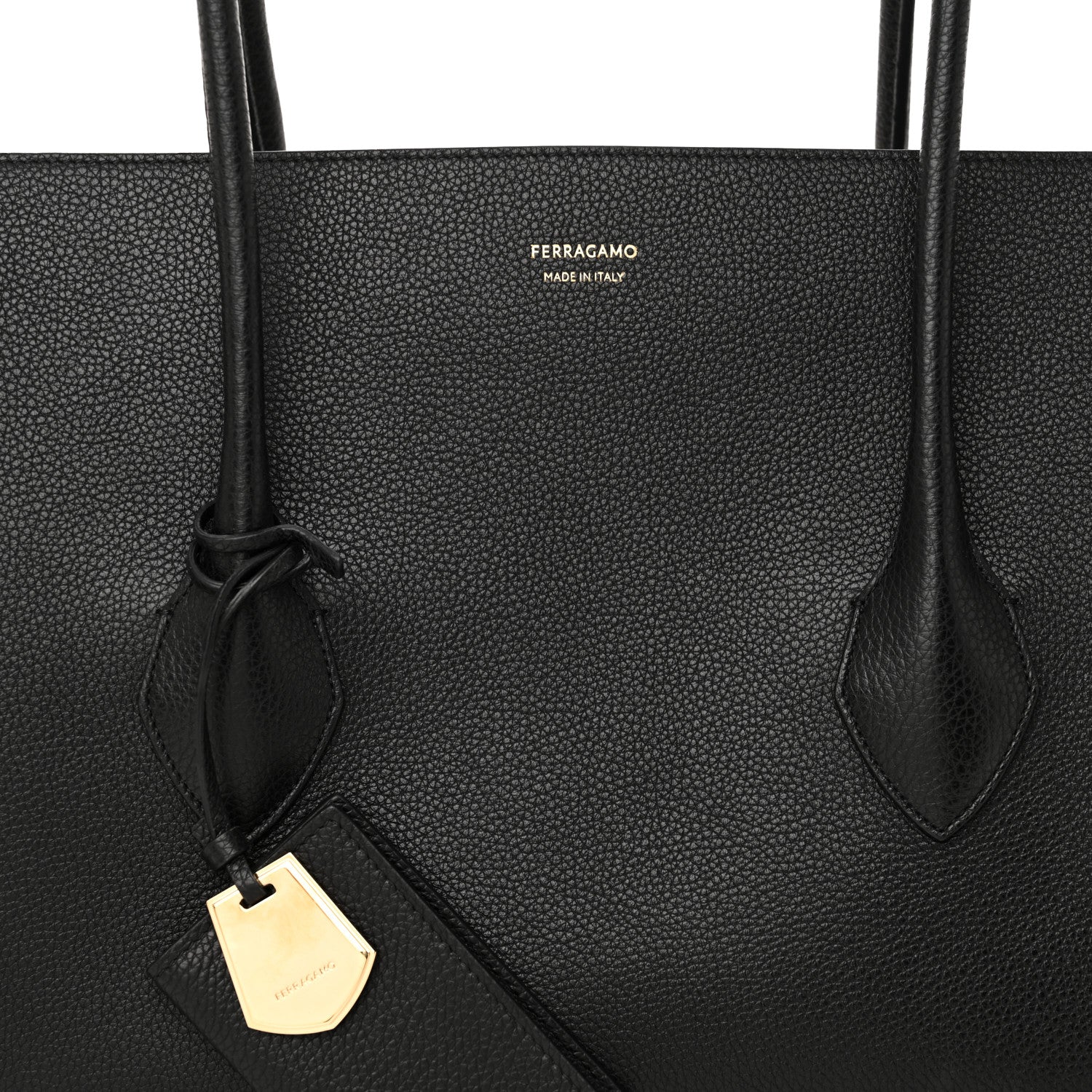 Salvatore Ferragamo Hammered Calfskin XL East West Tote Bag Black 7 of 9