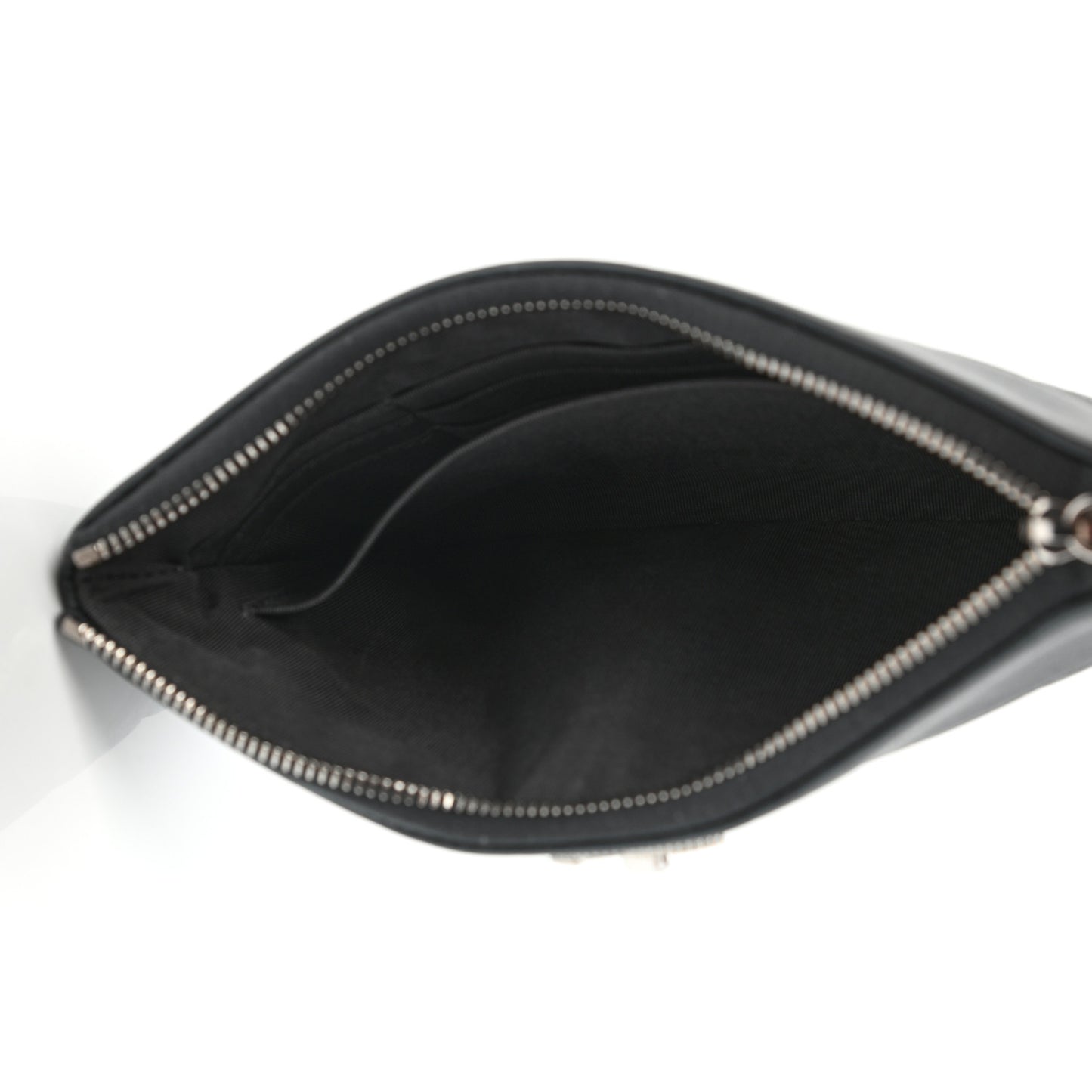 Metallic Caviar Quilted Mademoiselle Vintage Zip Pouch Dark Grey