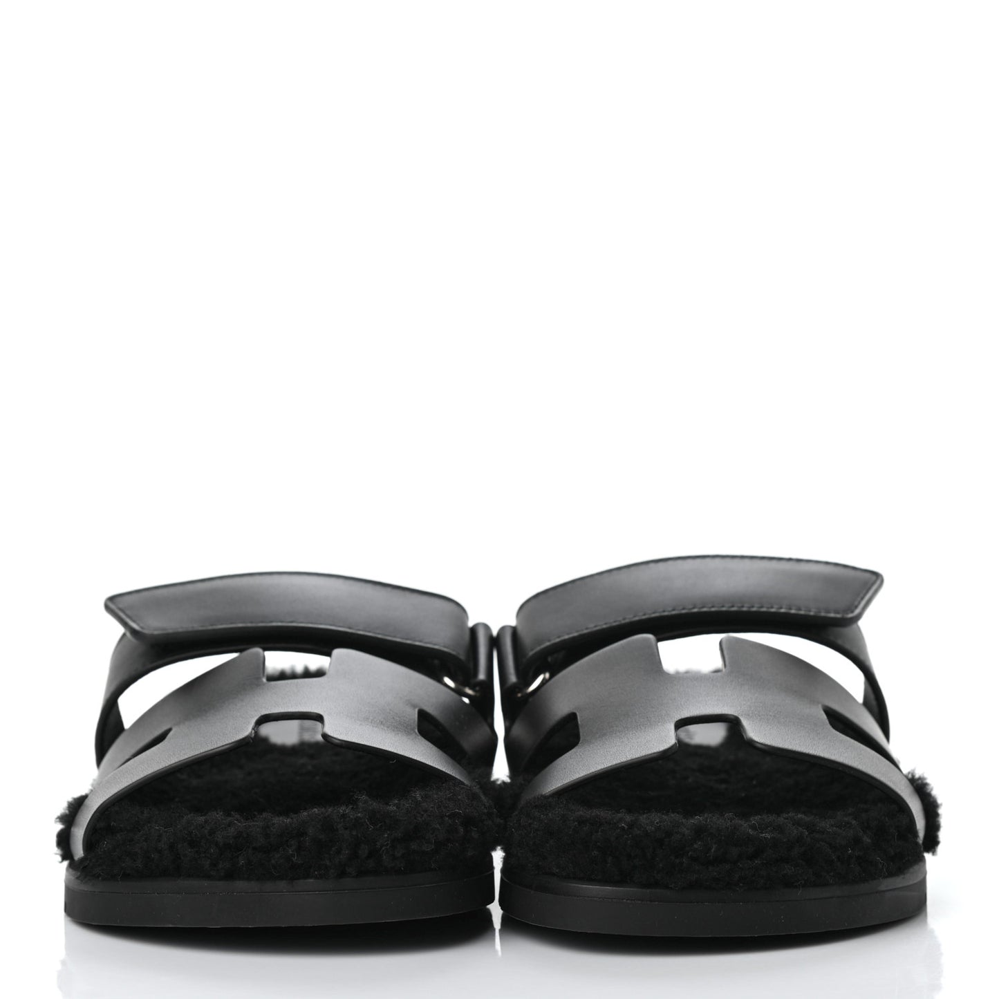 Calfskin Woolskin Womens Chypre Sandals 37.5 Black