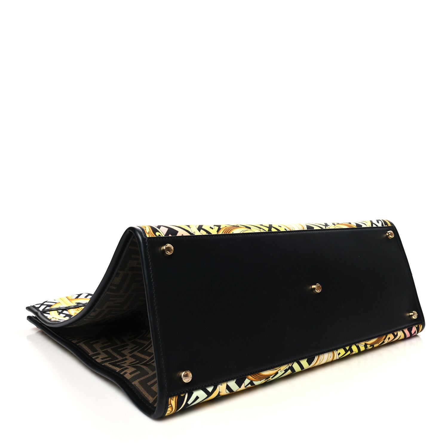 Fendi X VERSACE Canvas Printed Plexiglass Fendace FF Baroque XL Fendi Sunshine Shopper Tote Gold 4 of 12