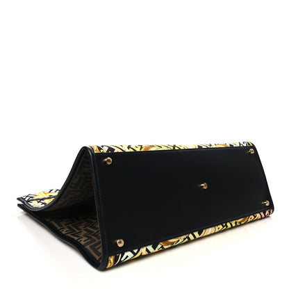 Fendi X VERSACE Canvas Printed Plexiglass Fendace FF Baroque XL Fendi Sunshine Shopper Tote Gold 4 of 12