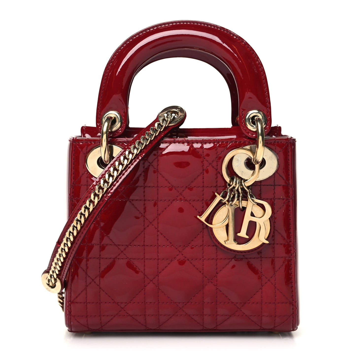 Patent Cannage Mini Lady Dior Red