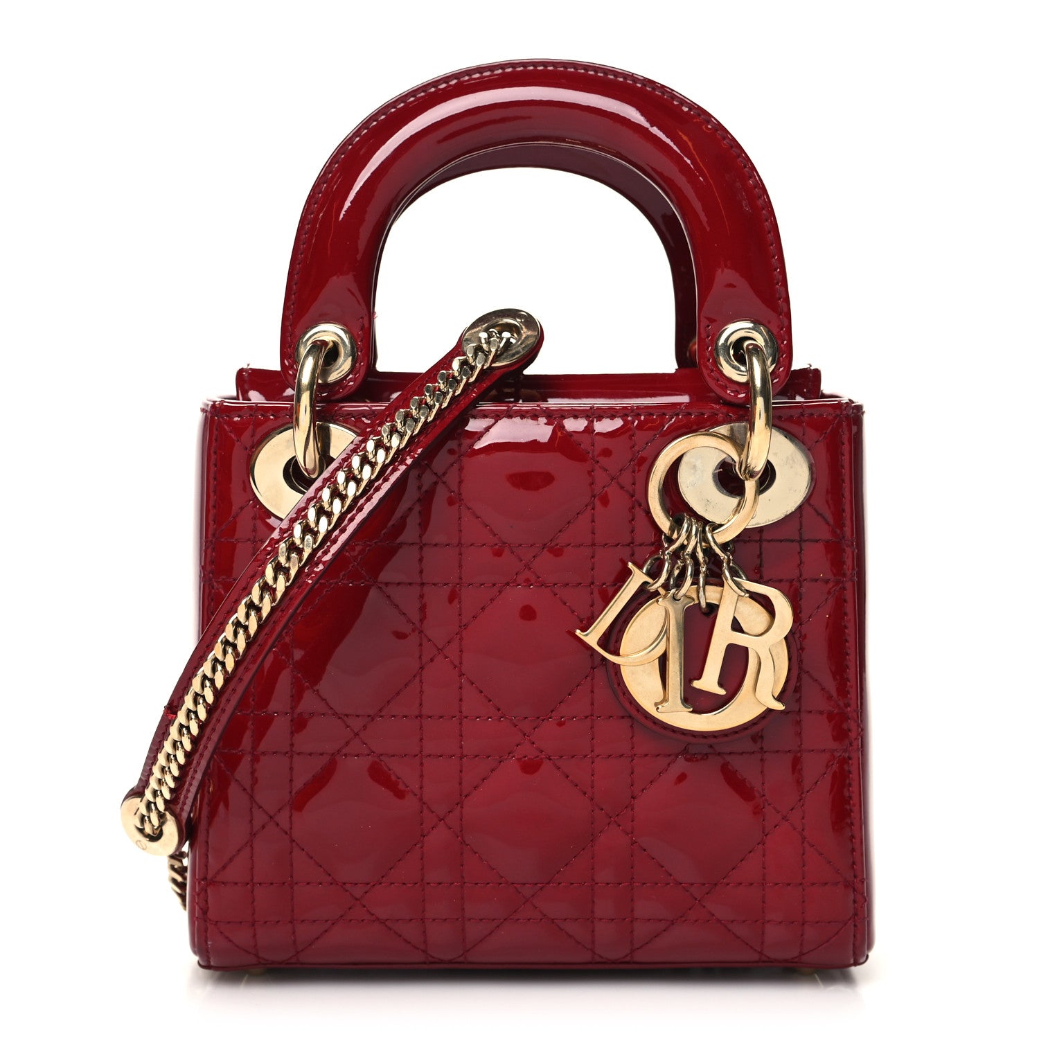 Christian Dior Patent Cannage Mini Lady Dior Red 1 of 11