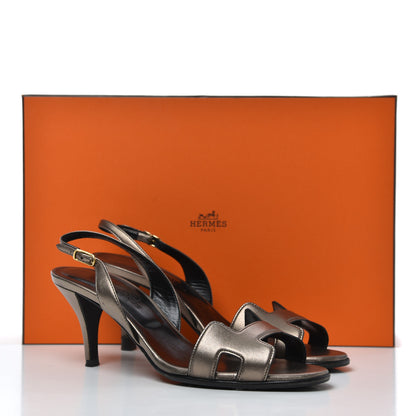 Hermes Metallic Nappa Night 70 Slingback Sandals 36.5 Canon De Fusil Argent 19 of 19