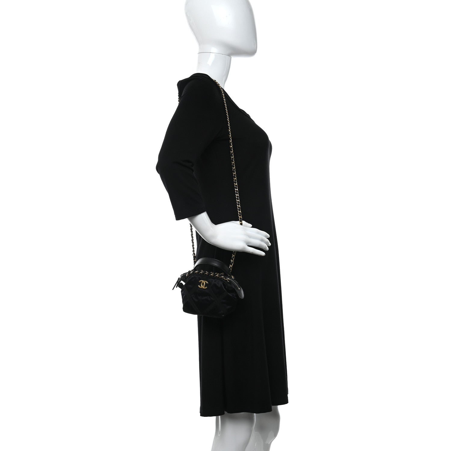 Chanel Nylon Grosgrain Quilted Lifestyle Clutch with Chain Black 2 of 11