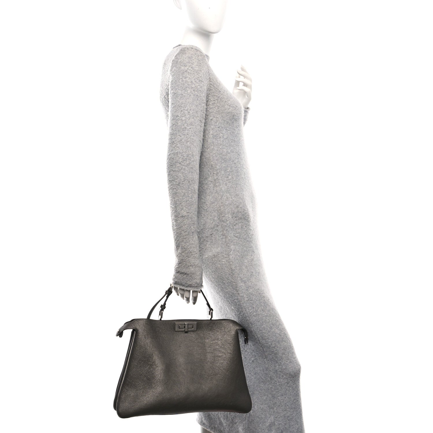 Fendi Metallic Vitello Large Soft Peekaboo Tortora 2 of 11
