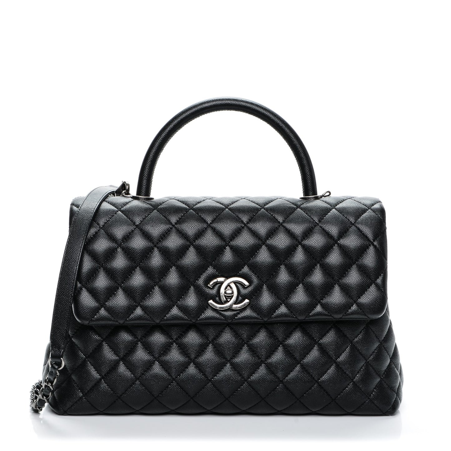 Caviar Quilted Medium Coco Handle Flap Black