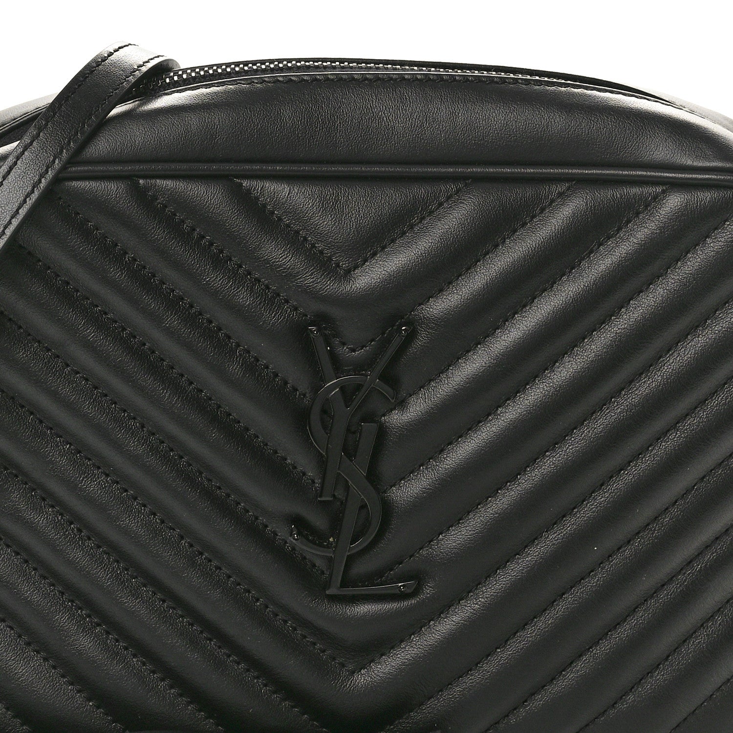 Saint Laurent Calfskin Matelasse Monogram Monochrome Lou Camera Bag Black 7 of 9