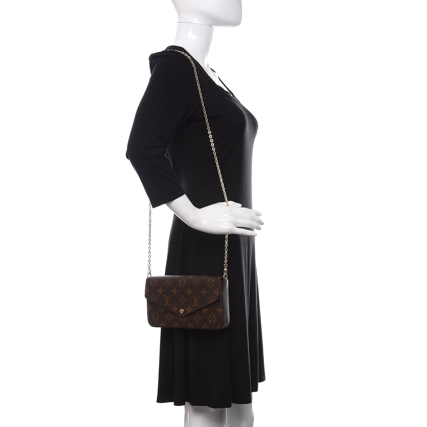 Monogram Pochette Felicie Chain Wallet Fuchsia