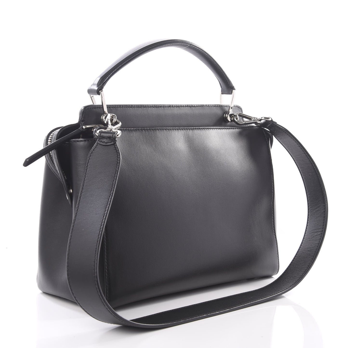 Vitello Baltico Dolce Shiny Nappa Lace Up DotCom Satchel Black Blue