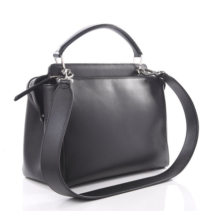 Fendi Vitello Baltico Dolce Shiny Nappa Lace Up DotCom Satchel Black Blue 2 of 12