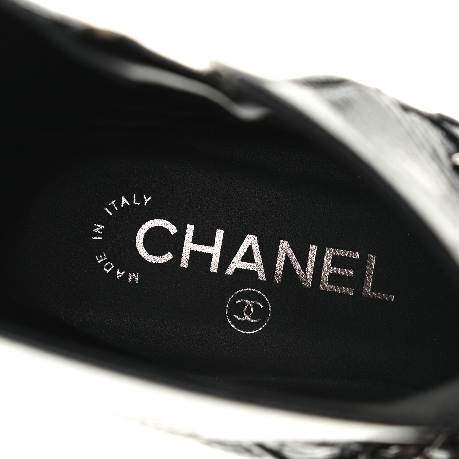 Chanel Glazed Deerskin Grosgrain Quilted Cap Toe Chain Boots 38.5 Grey Black 7 of 9