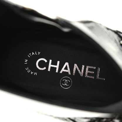 Chanel Glazed Deerskin Grosgrain Quilted Cap Toe Chain Boots 38.5 Grey Black 7 of 9