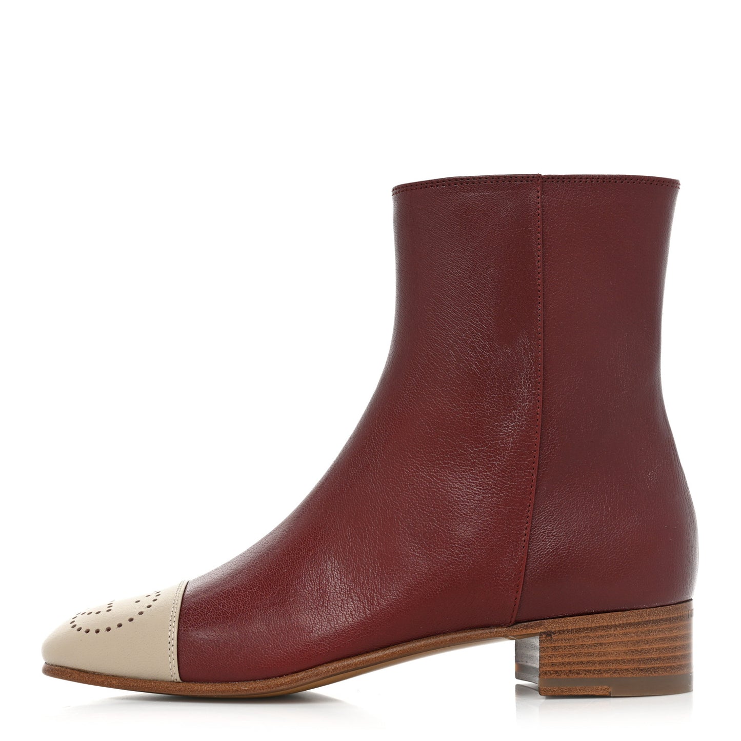 Goatskin Hills Logo Ankle Boots 36.5 Burgundy Beige