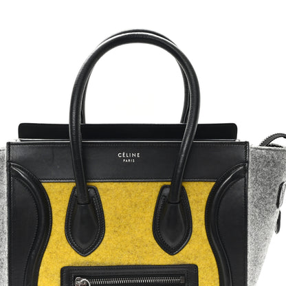Celine Felt Smooth Calfskin Micro Tri-Color Luggage Black Yellow 7 of 9