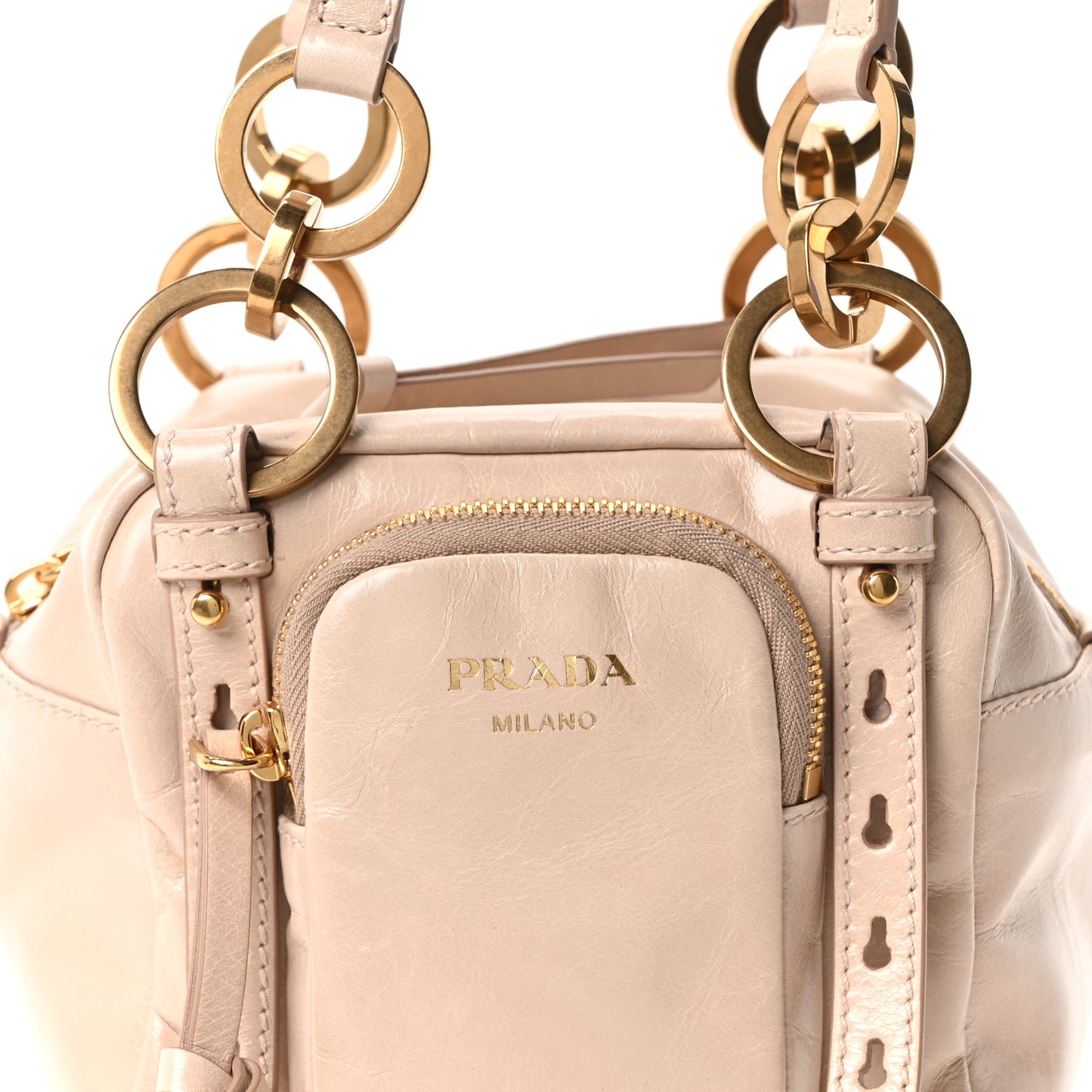 Soft Lux Calfskin Mini Dangle Top Handle Bag Cipria