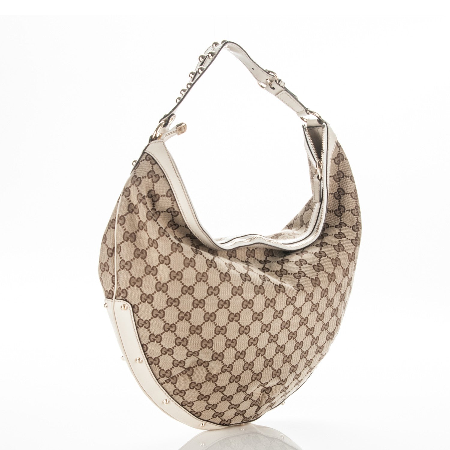 Gucci Monogram Large Biba Studded Hobo Off White 3 of 7