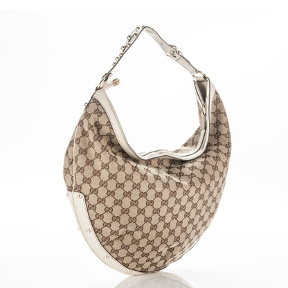 Gucci Monogram Large Biba Studded Hobo Off White 3 of 7
