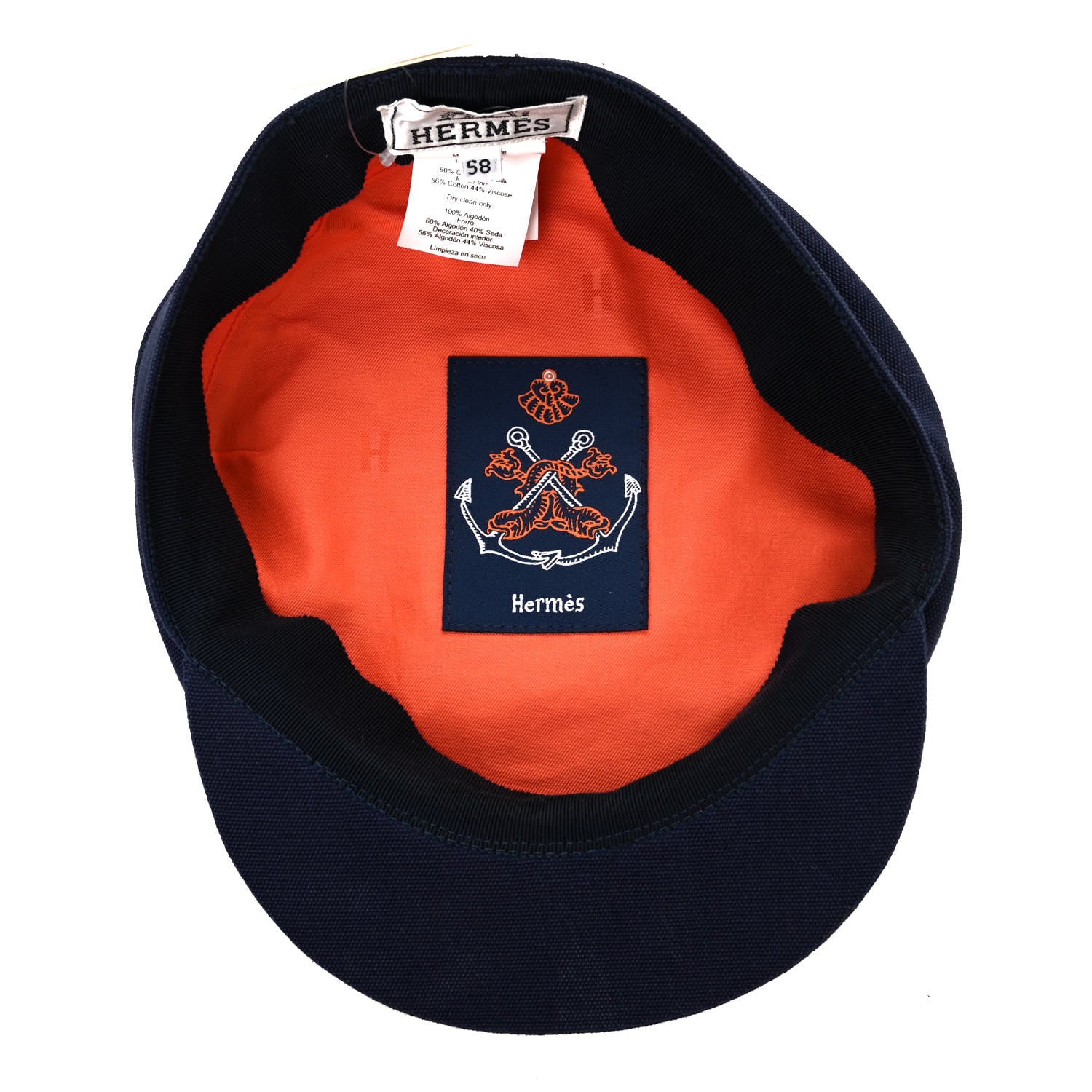 Hermes Cotton Womens Vauban Cap 58 Marine 7 of 8