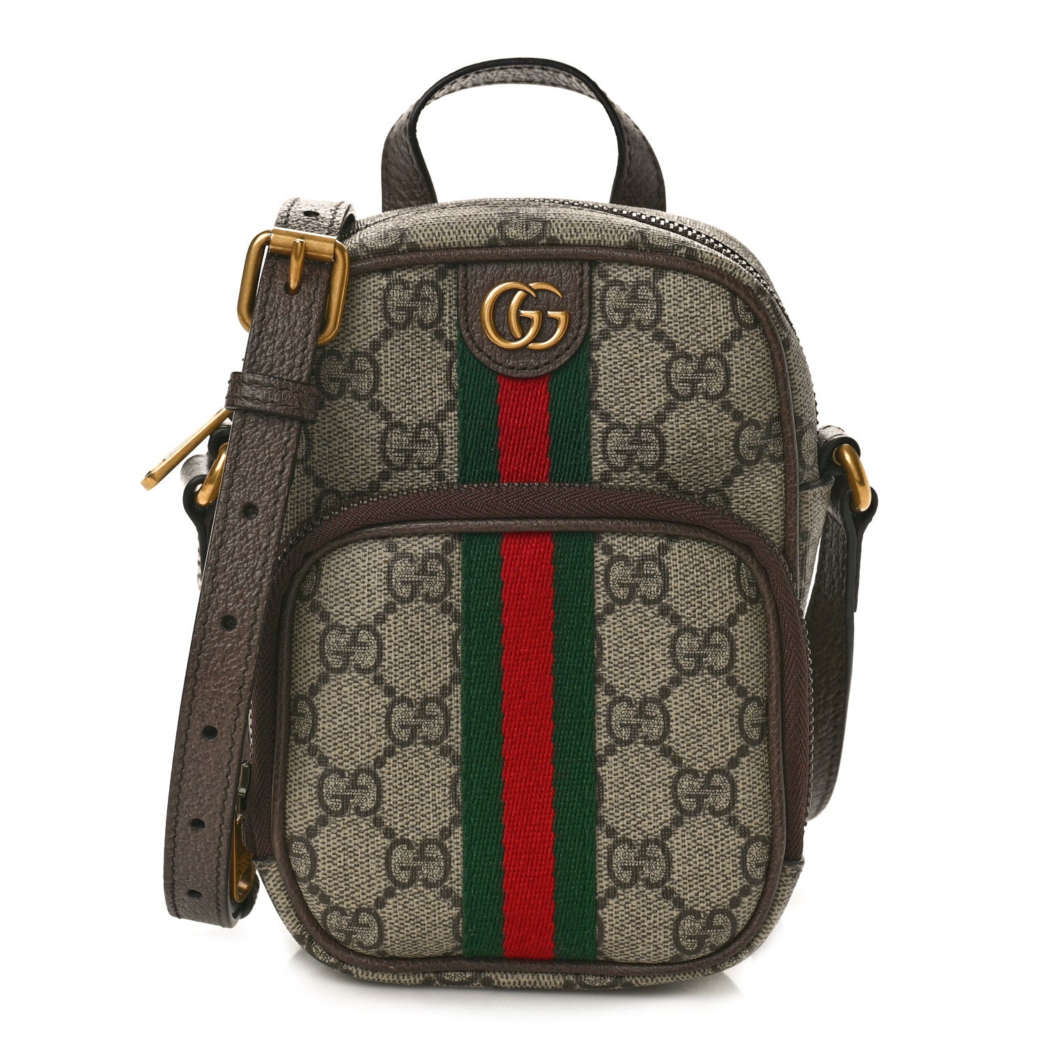 Gucci GG Supreme Monogram Web Mini Ophidia Double Zip Messenger Bag Beige New Acero 1 of 8