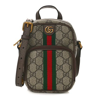 Gucci GG Supreme Monogram Web Mini Ophidia Double Zip Messenger Bag Beige New Acero 1 of 8