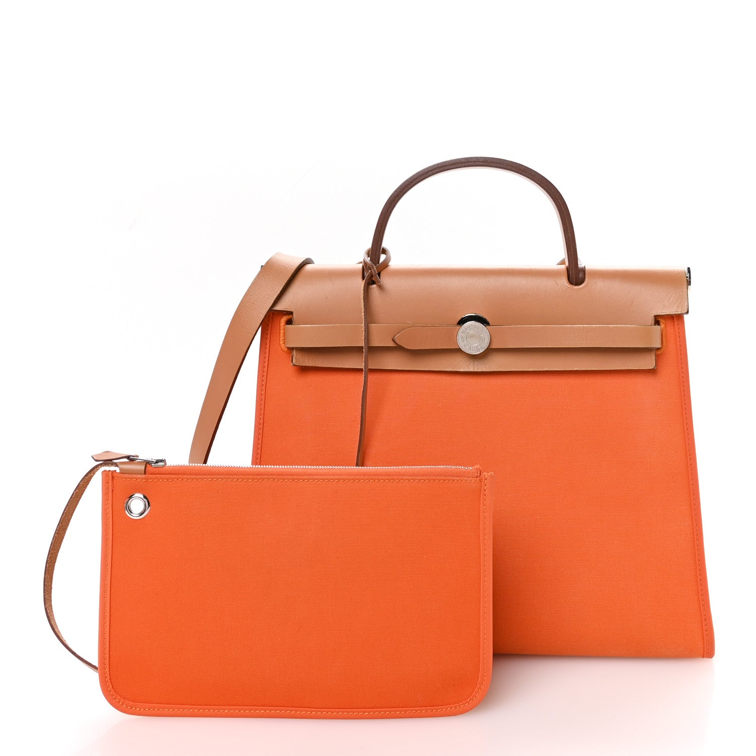 Hermes Vache Hunter Toile Herbag Zip 31 PM Orange 3 of 11
