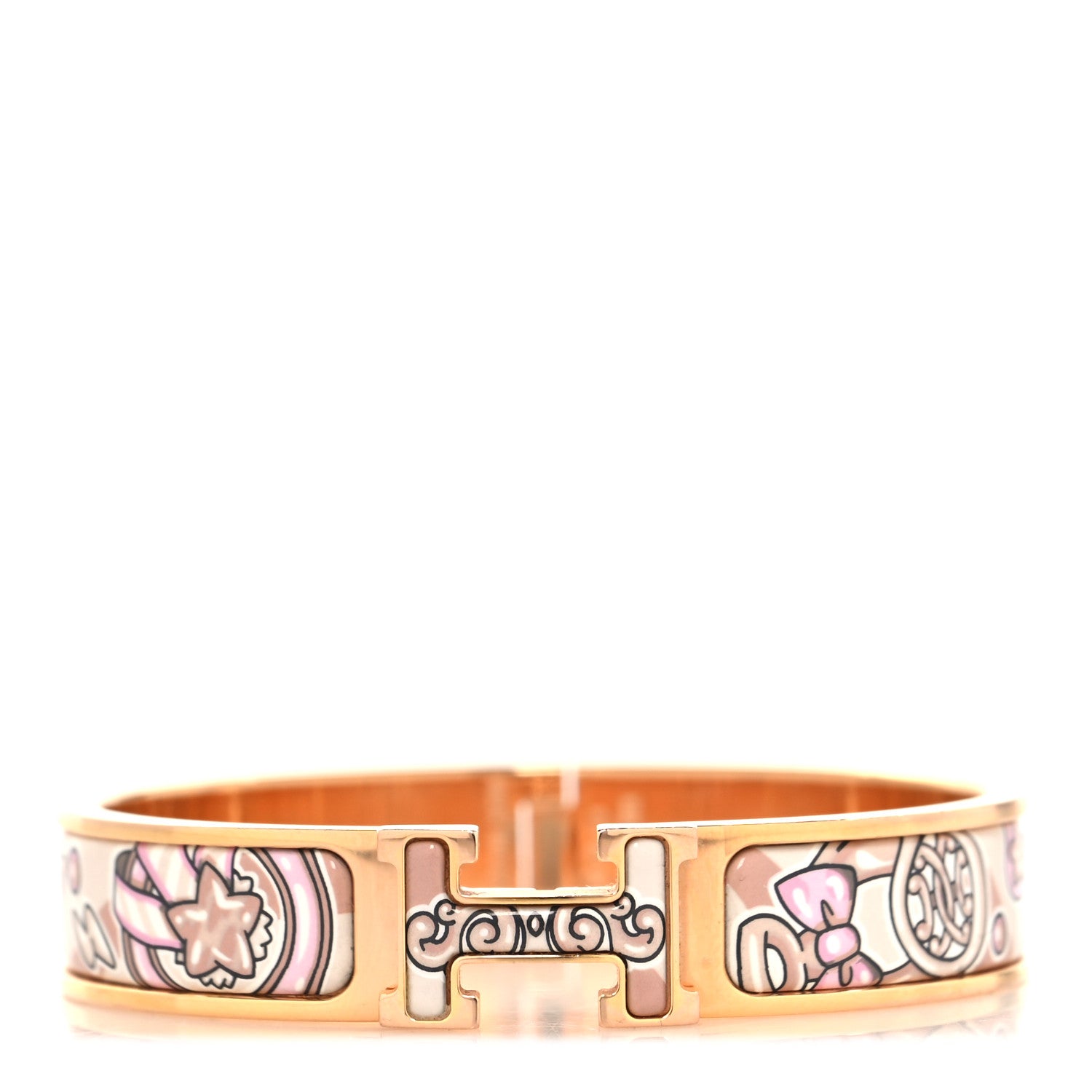 Hermes Enamel Printed Narrow Candy Libris Clic Clac H Bracelet PM Aube 1 of 5