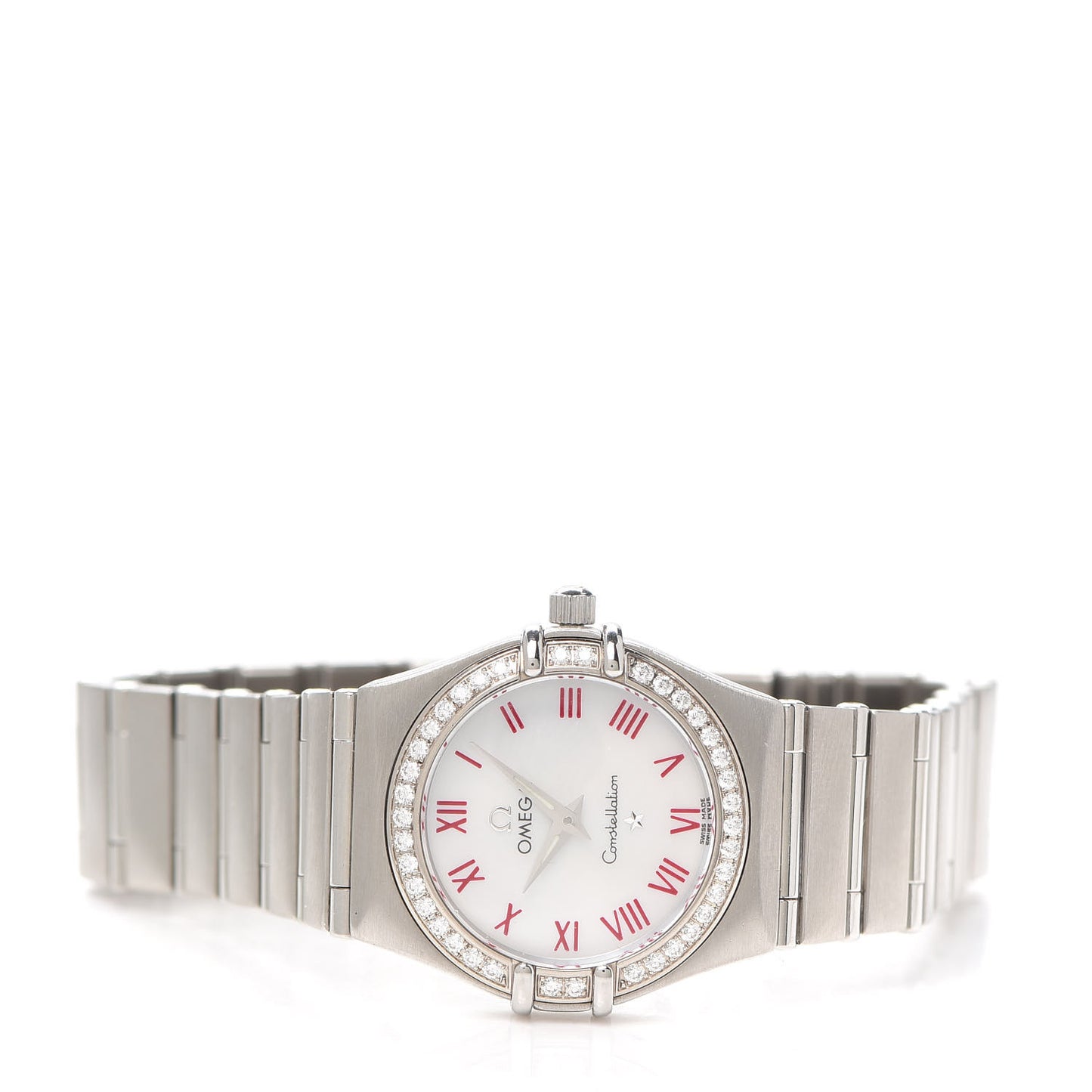 Stainless Steel Diamond Bezel Mother of Pearl 23mm Constellation Quartz Watch Pink 1466.63