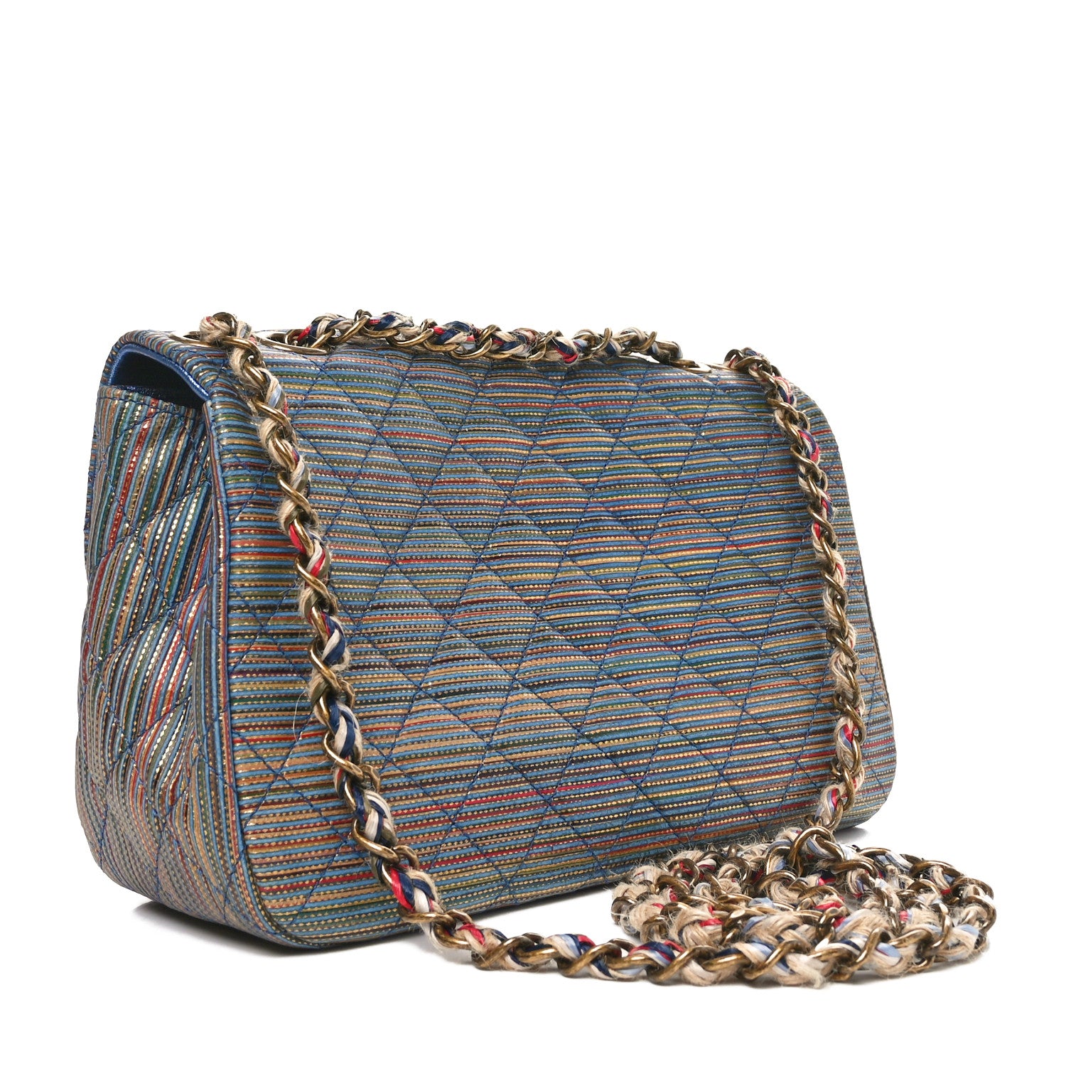 Chanel Metallic Sheepskin Thin Striped Small Single Flap Multicolor 3 of 11