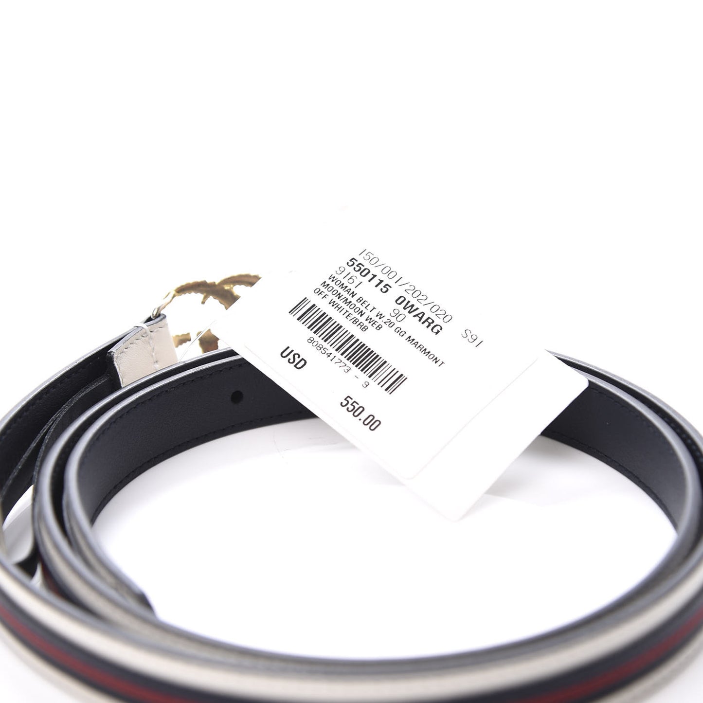 Calfskin 20mm Torchon Double G Sylvie Belt 90 36 Off White Blue Red