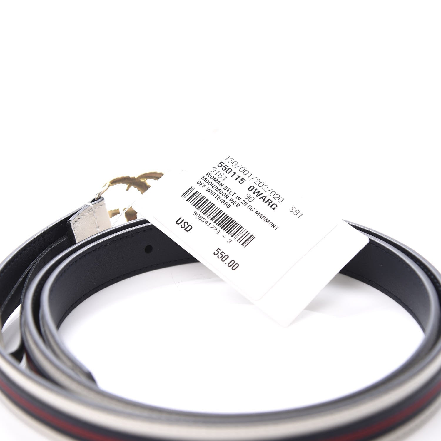 Gucci Calfskin 20mm Torchon Double G Sylvie Belt 90 36 Off White Blue Red 6 of 7