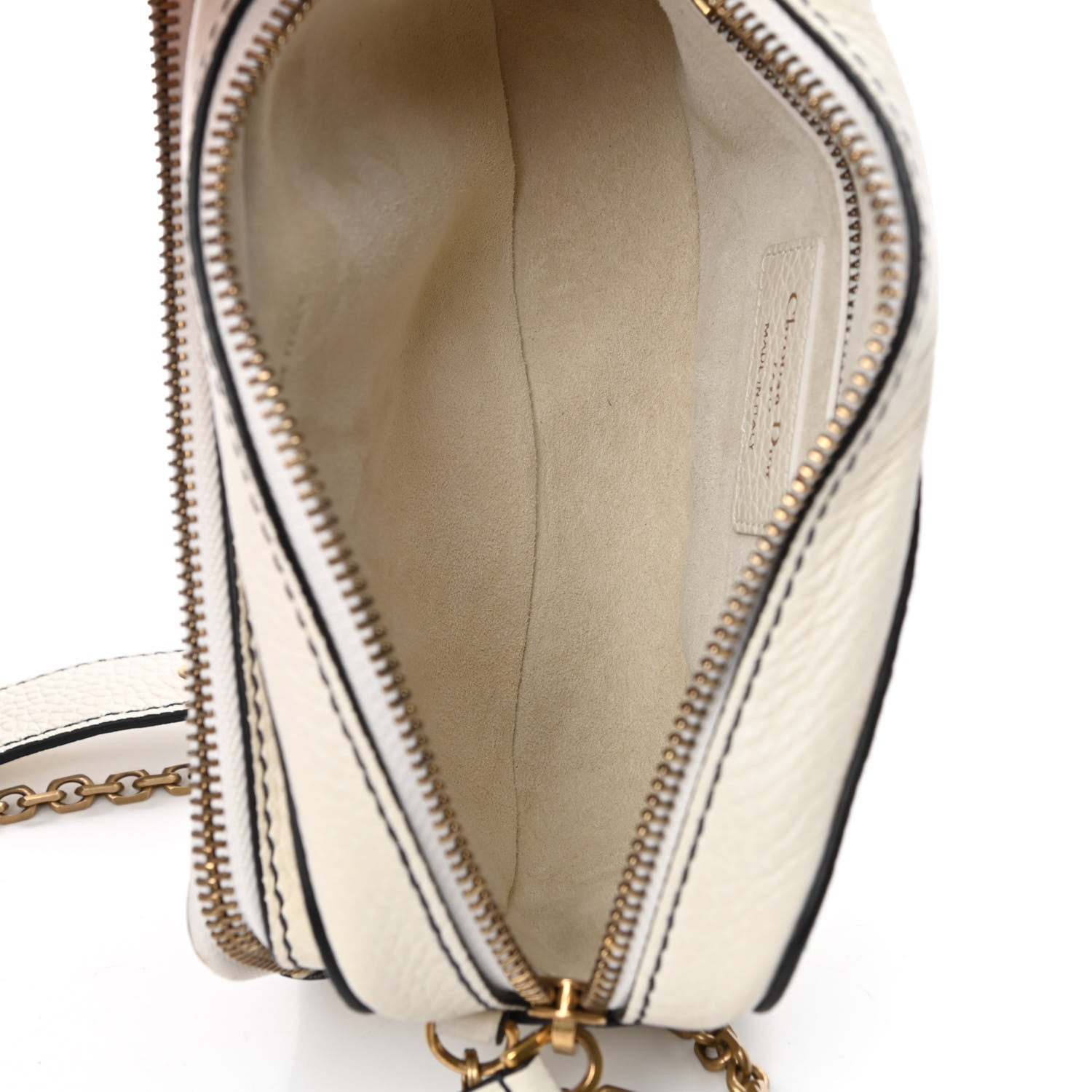 Christian Dior Grained Calfskin J'Adior Camera Case Clutch With Chain White 5 of 12
