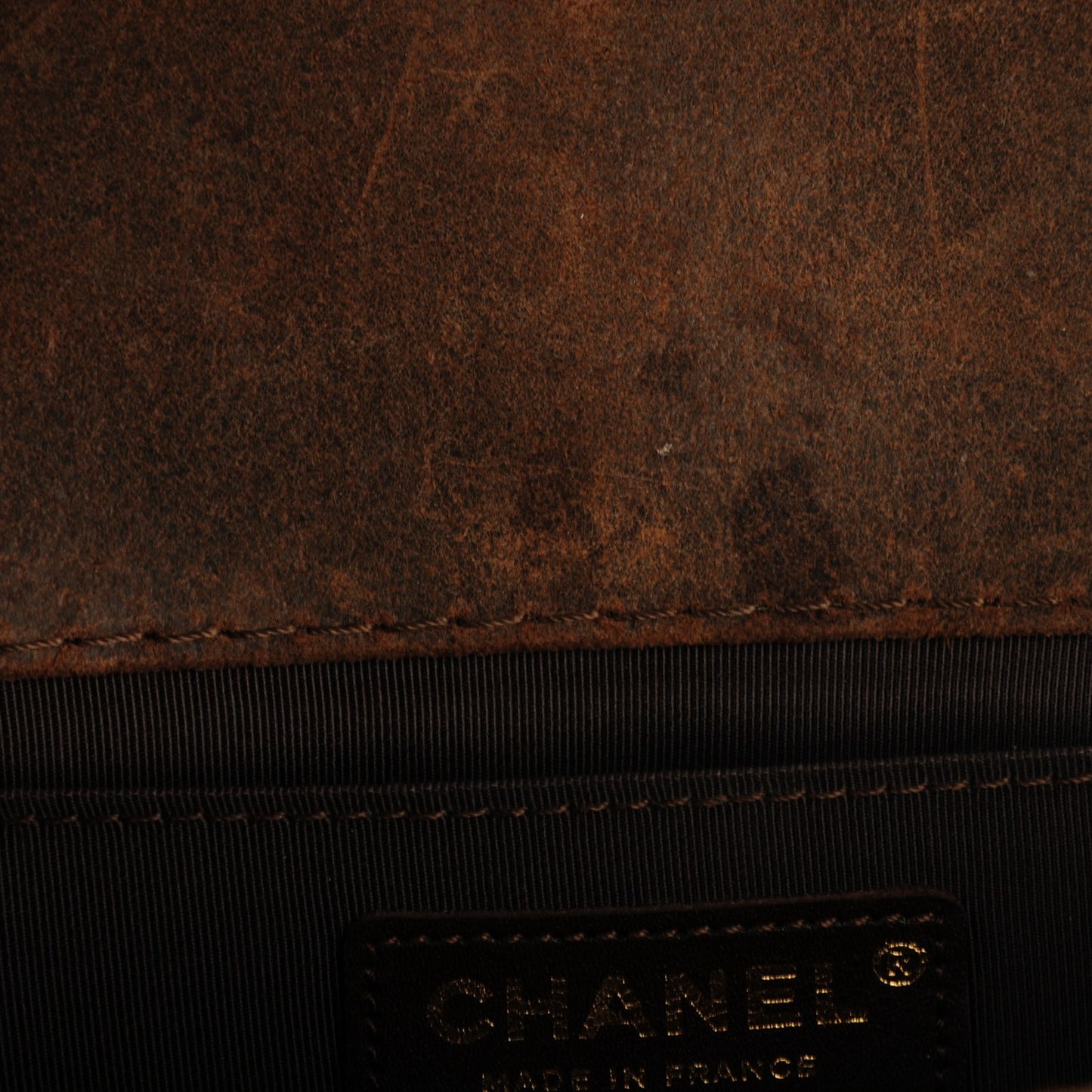 Nubuck Quilted Medium Boy Flap Brown