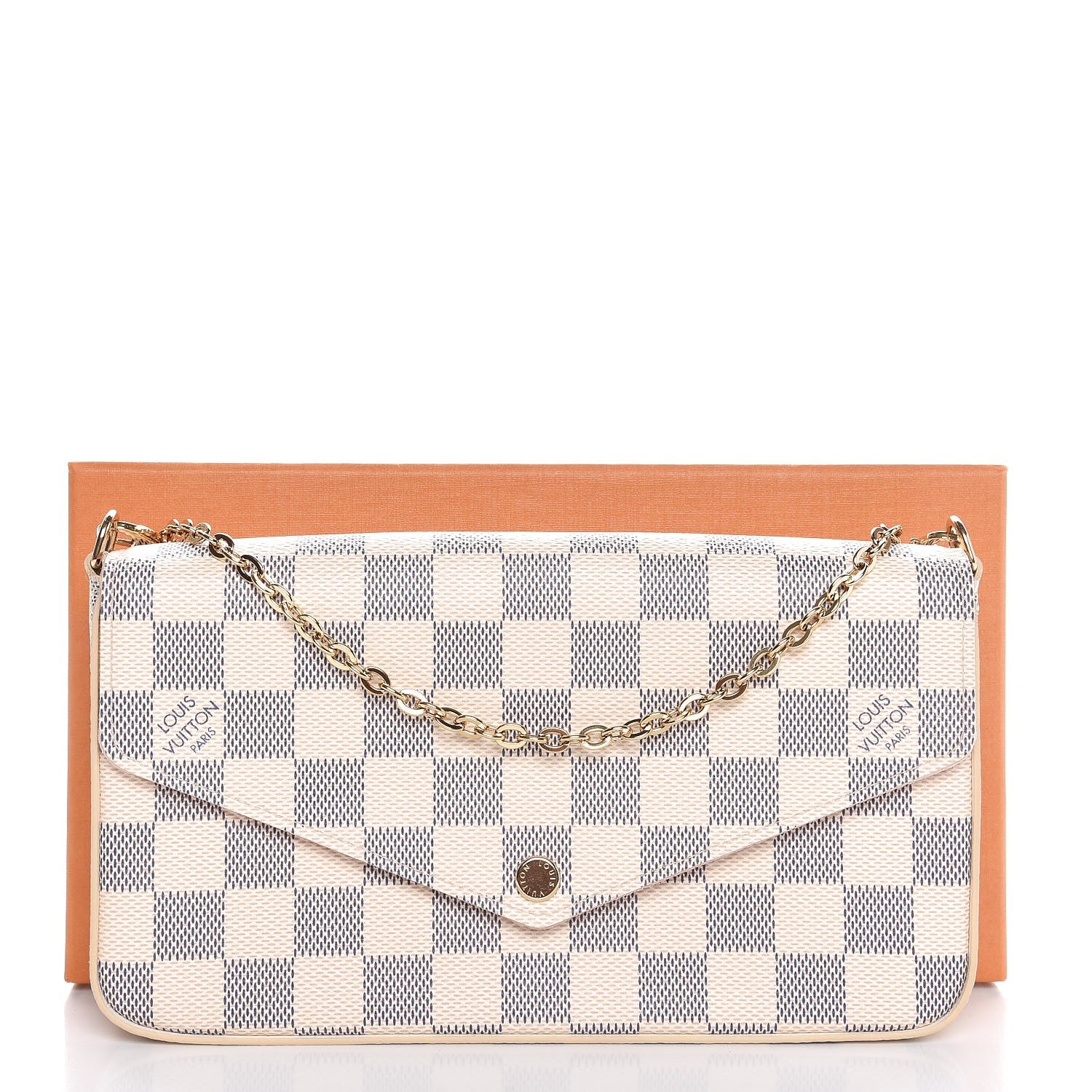 Louis Vuitton Damier Azur Pochette Felicie Chain Wallet Rose Ballerine 10 of 10