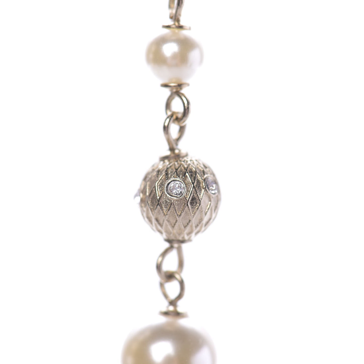 Pearl Crystal CC Drop Earrings Gold