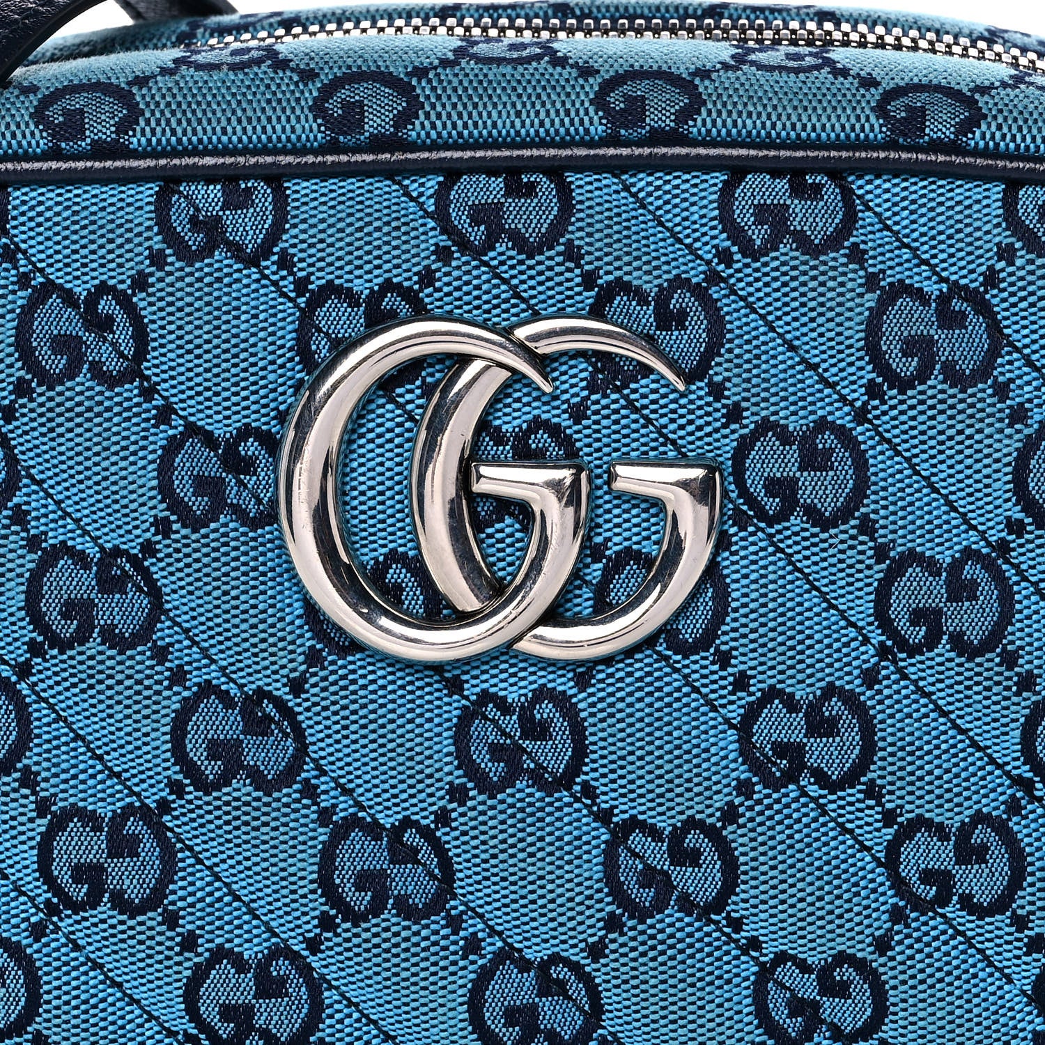 Gucci Monogram Multicolor Matelasse Diagonal Small GG Marmont Chain Shoulder Bag Light Blue 8 of 13