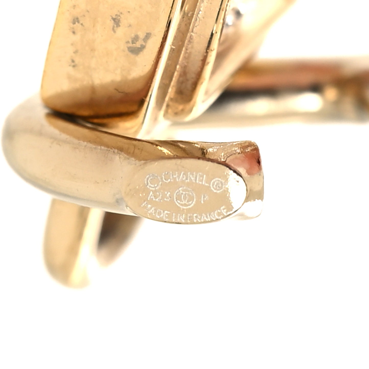 Metal CC Lock Drop Earrings Gold