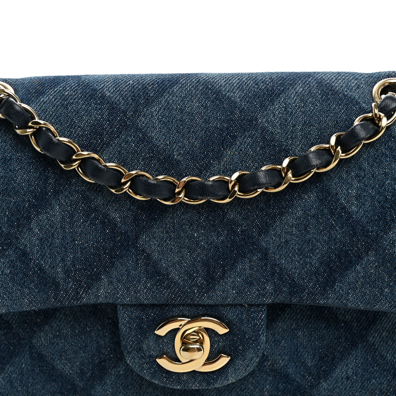 Chanel Printed Denim Quilted Small Double Flap Light Blue 7 of 9