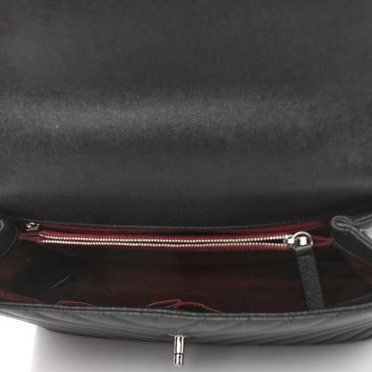 Chanel Caviar Chevron Quilted Medium Coco Handle Flap Black 5 of 11