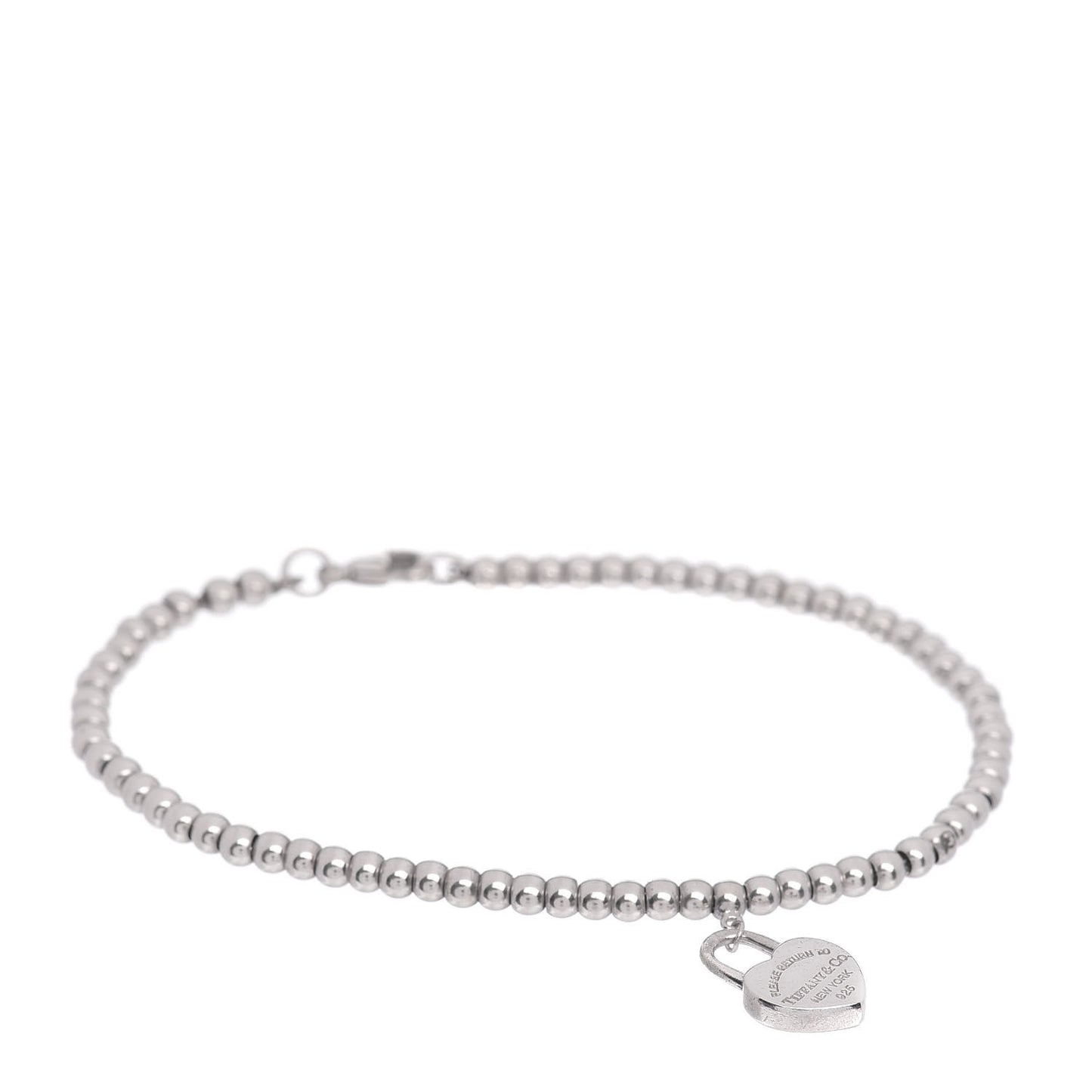 Sterling Silver 3mm Return to Tiffany Heart Lock Bead Bracelet